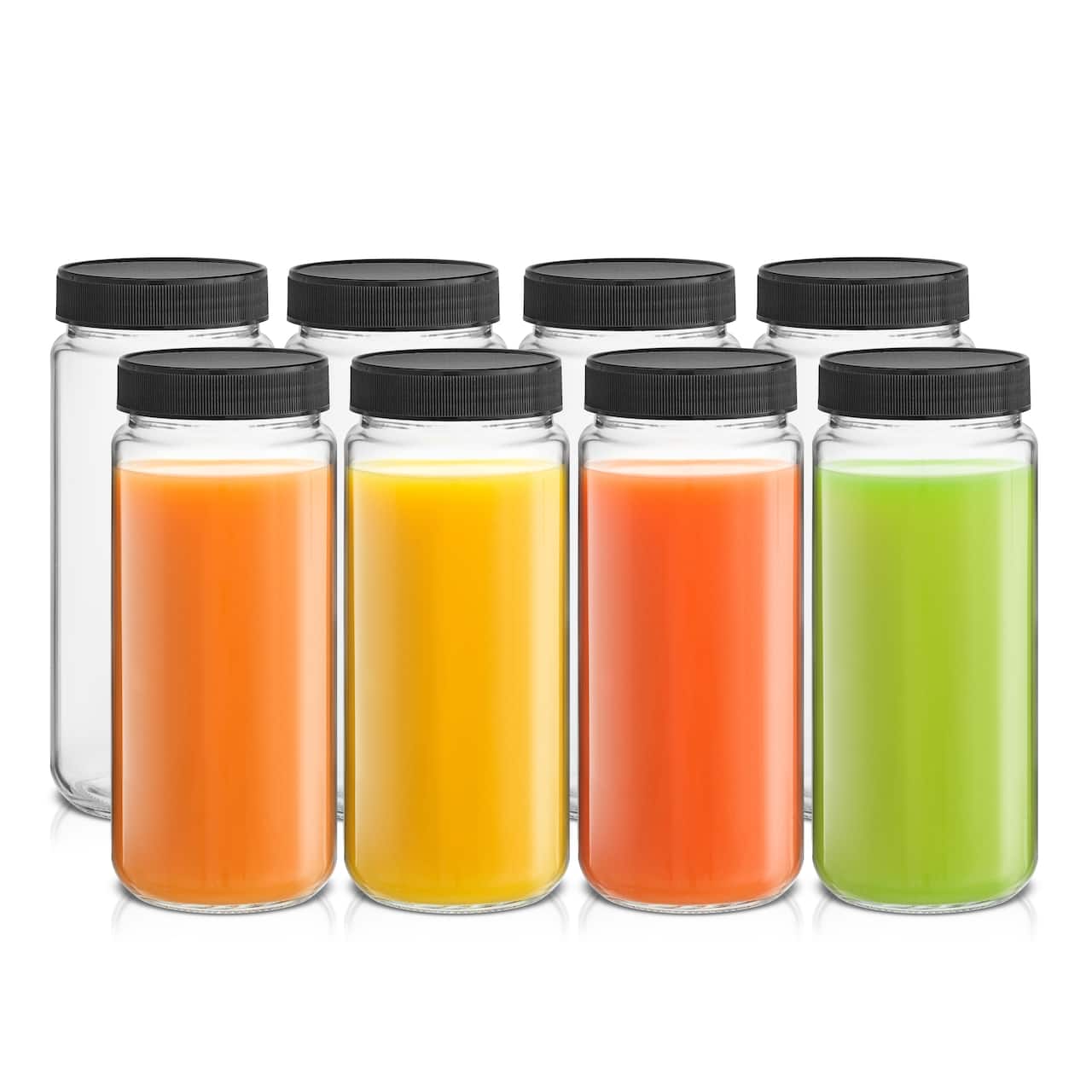 JoyJolt® 16oz. Reusable Glass Juice Bottles with Lids, 8ct.